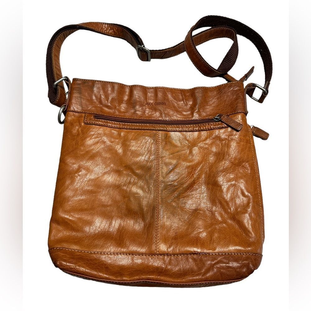 Jack Georges Crossbody Unisex Bag with Zipper Closure Side Pocket Honey Colored